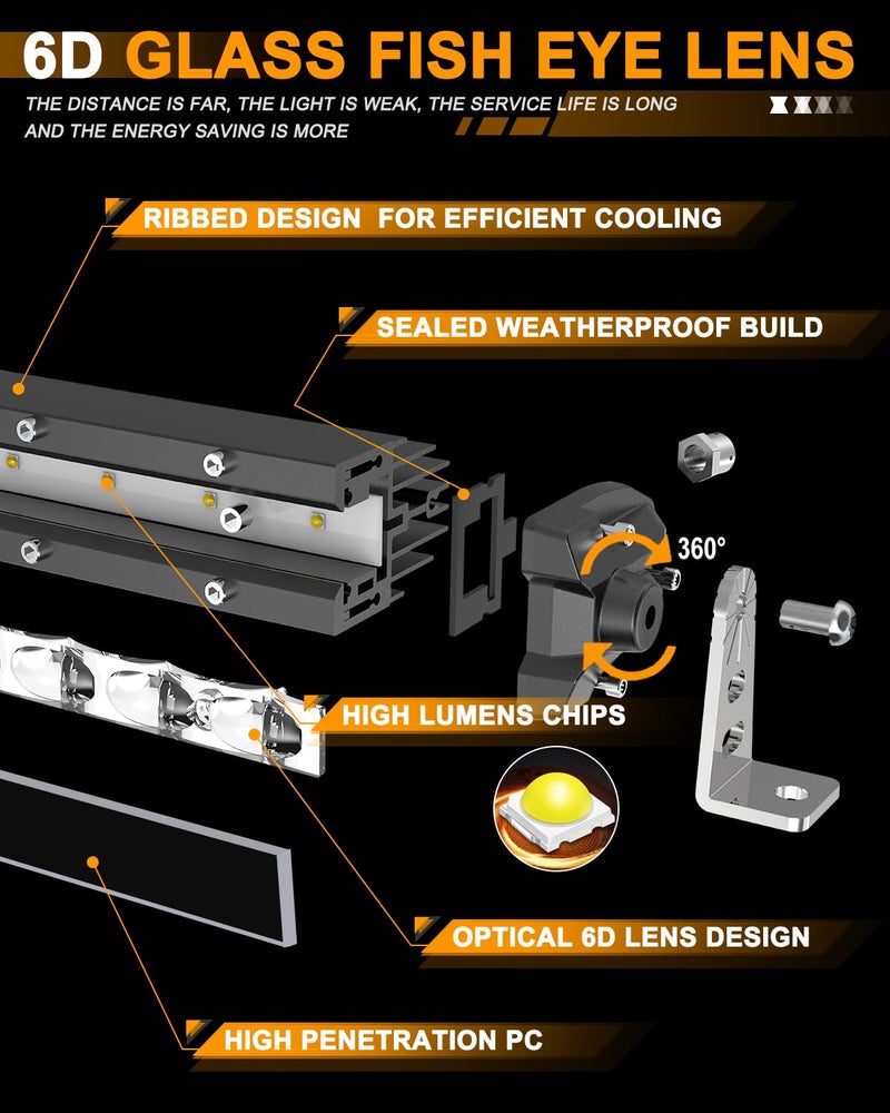 CO LIGHT COLIGHT 44 inch Led Light bar - Single Row Led Light Bar Driving Light 30000 LM 6D Lamp Cup Off Road led Light Bars for Trucks Boat SUV Bumper ATV Trucks Roof Cabin - Image 5